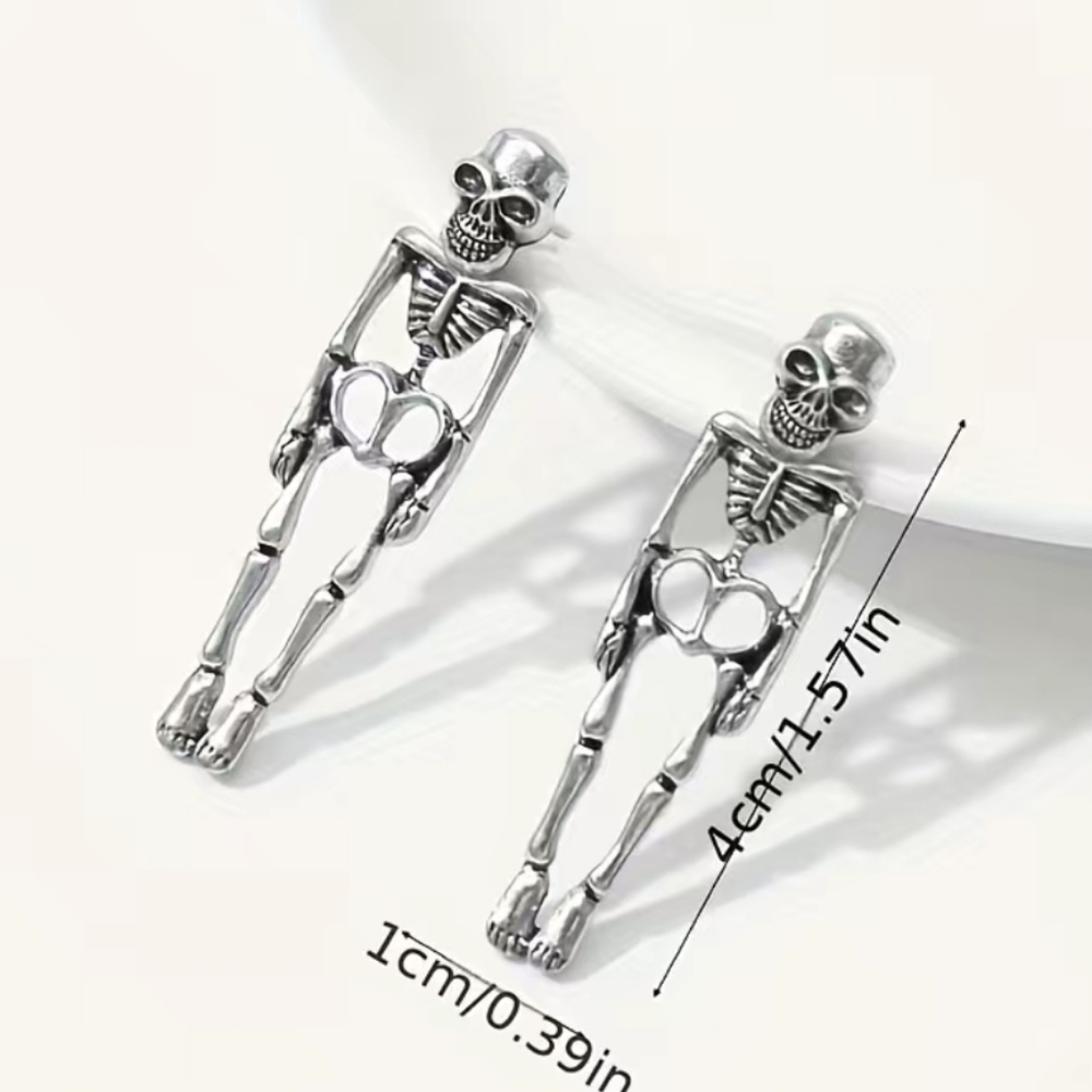 Skeleton Earrings Goldtone NIP - Picture 4 of 4